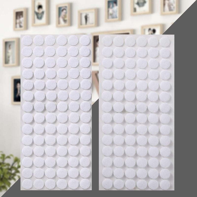JUMINIZ 1000 Pcs (500 Pairs) 0.59inch Diameter Hook and Loop Fastener Self Adhesive Round Circle Sticky Sticker Dots for Arts and Crafts School Classroom Home and Office Use, White - Image 4